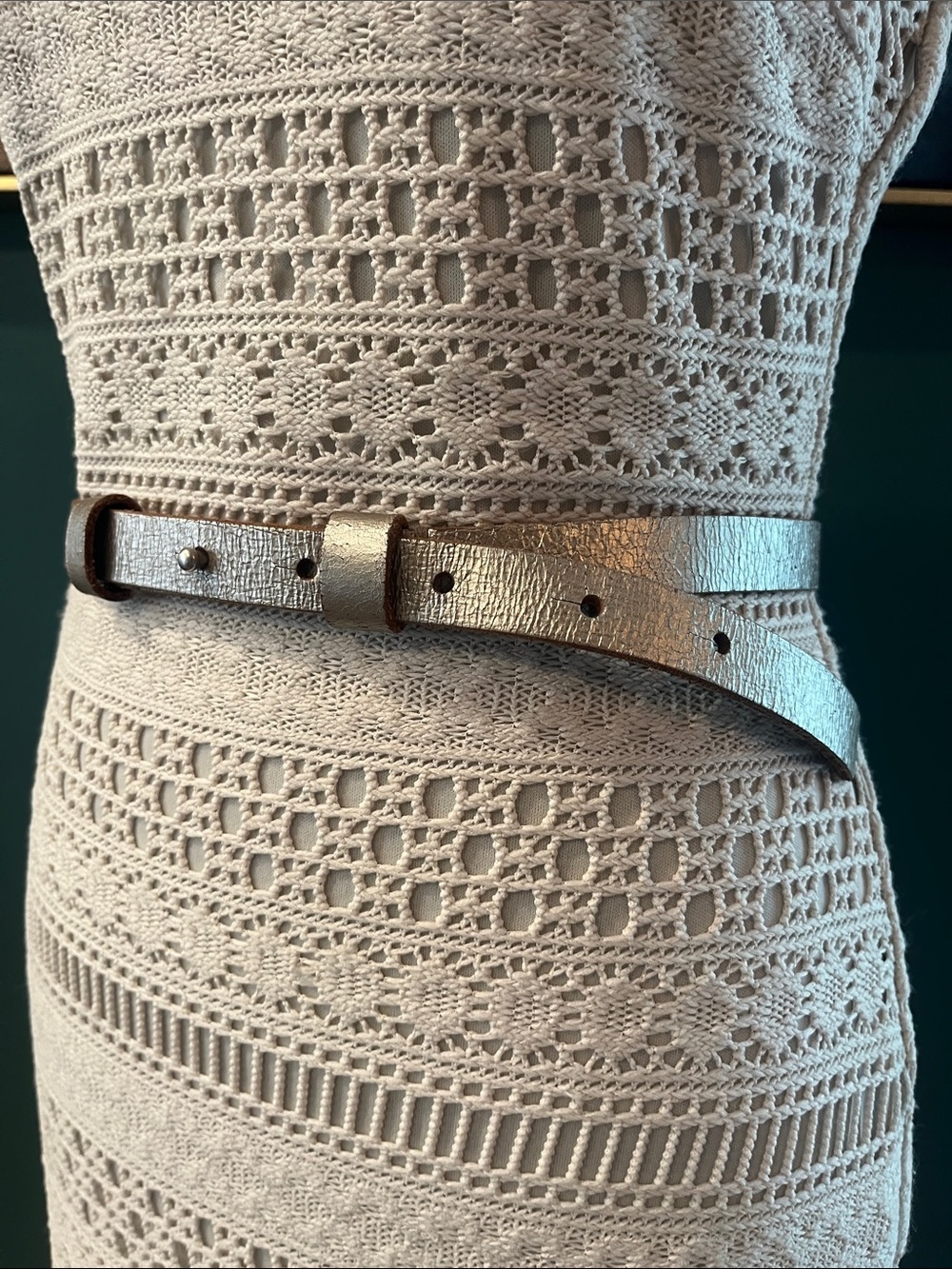 J. Jill Metallic Silver Leather Belt - Picture 7 of 7